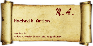 Machnik Arion névjegykártya
